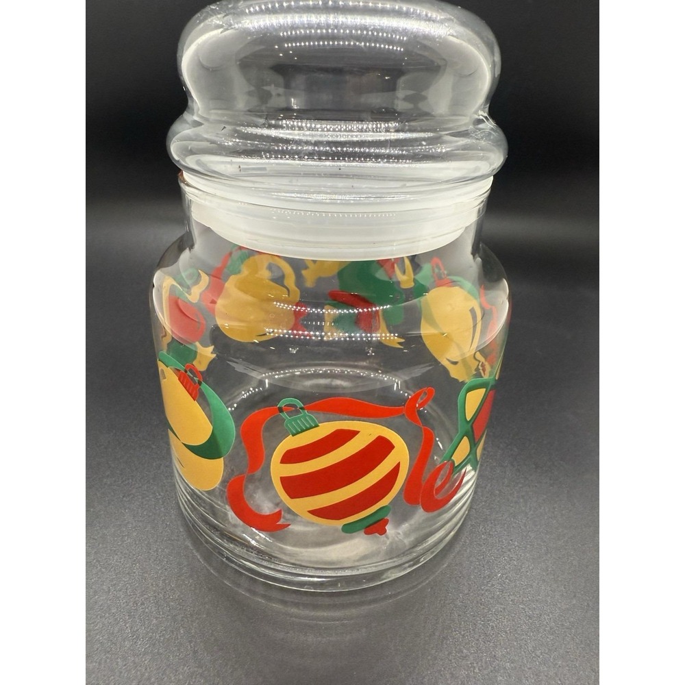Vintage Christmas Glass Candy Jar with Bubble‎ Lid – Retro Holiday Canister